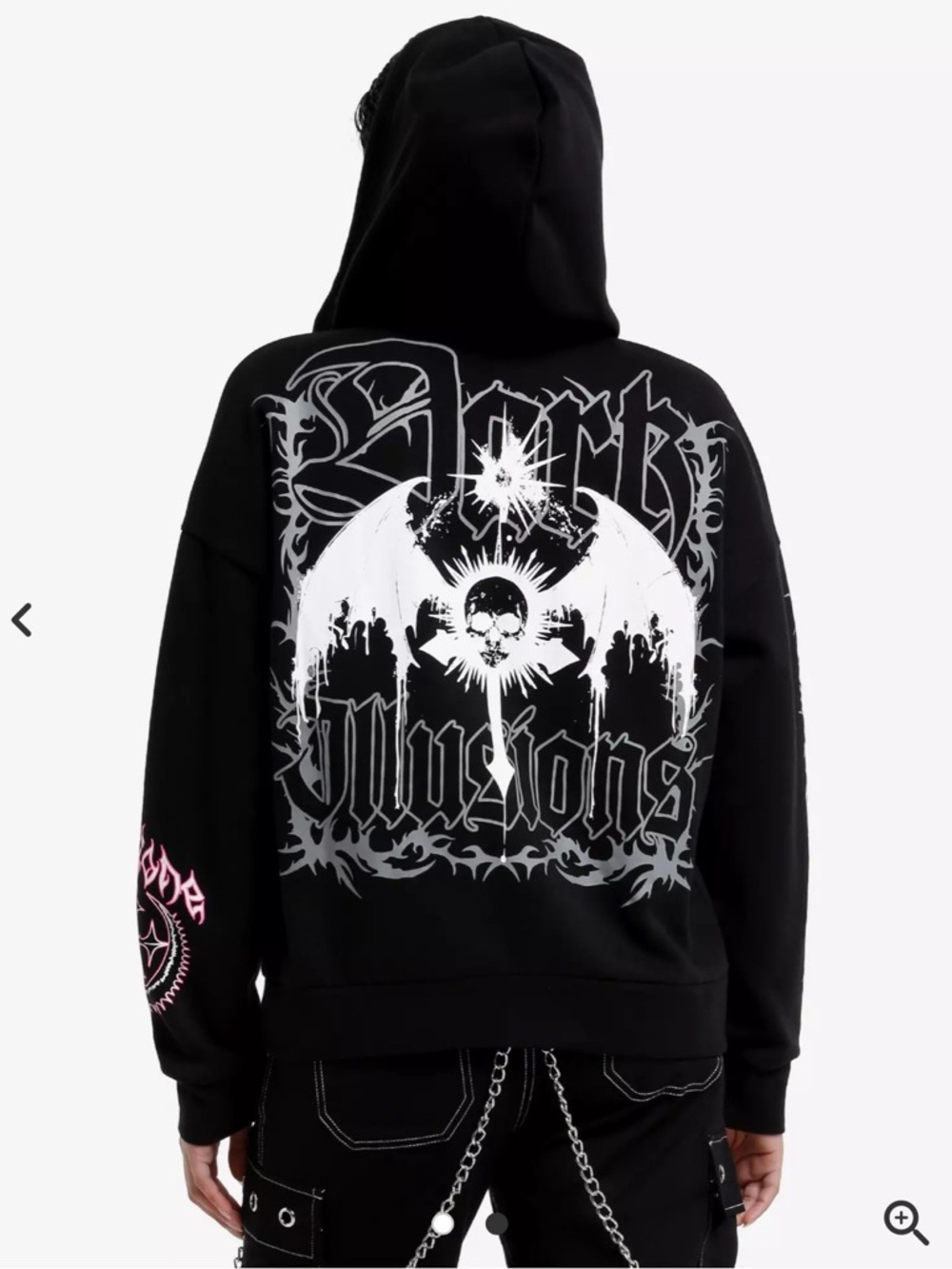Hot Topic Black Zip Hoodie with Red, Pink and Gray Metal Band Graphics Sz XL - Picture 2 of 5